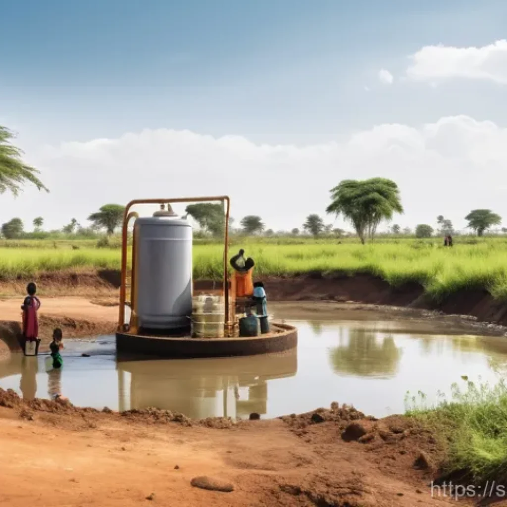 남수단의 친환경 에너지 프로젝트 - **A Vibrant Community Powered by Waste and Clean Water in South Sudan.**
    A lively scene in a sun...