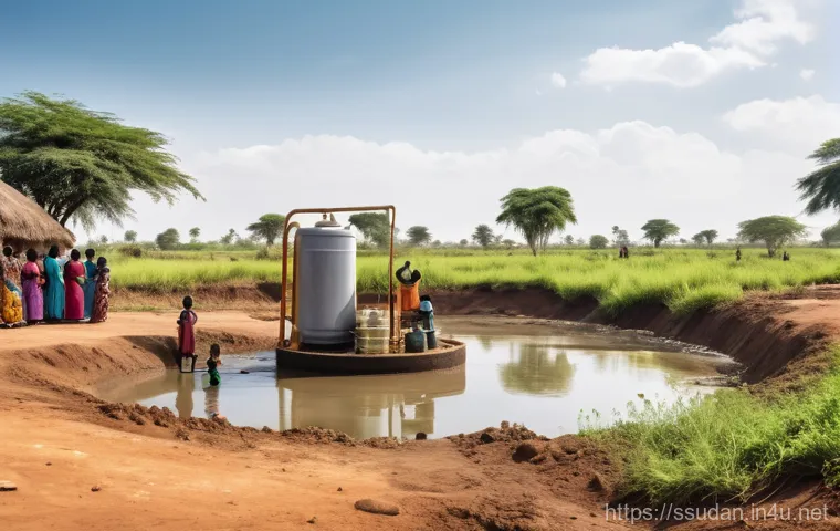 남수단의 친환경 에너지 프로젝트 - **A Vibrant Community Powered by Waste and Clean Water in South Sudan.**
    A lively scene in a sun...