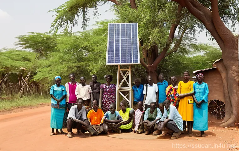 남수단의 친환경 에너지 프로젝트 - **A Vibrant Community Powered by Waste and Clean Water in South Sudan.**
    A lively scene in a sun...