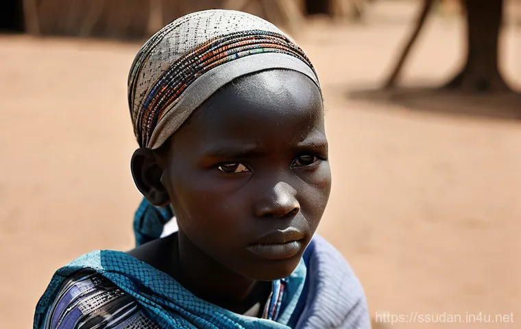 남수단 여성 인권 실태 - **Prompt 1: The Weight of a Child Bride's Future**
    A powerful, somber close-up portrait of a you...