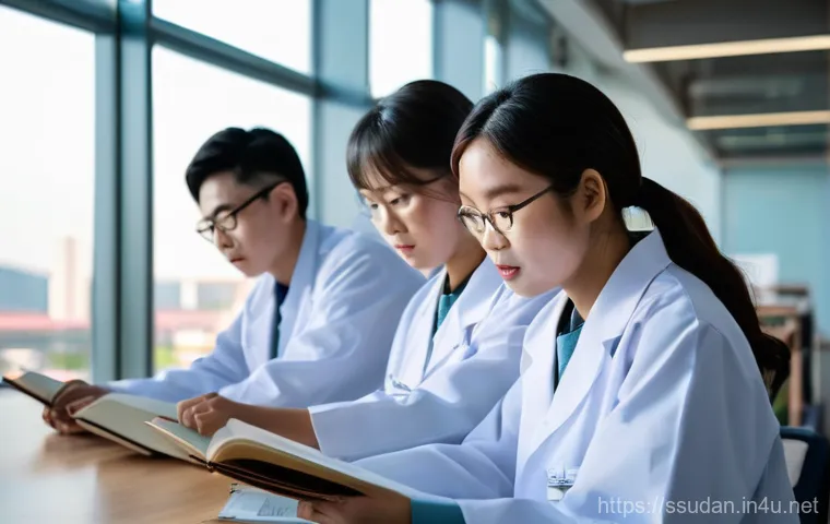남수단에서 유학하기 - **Prompt 1: South Sudanese Medical Students in Korea, Inspired by Father John Lee**
    "A group of ...