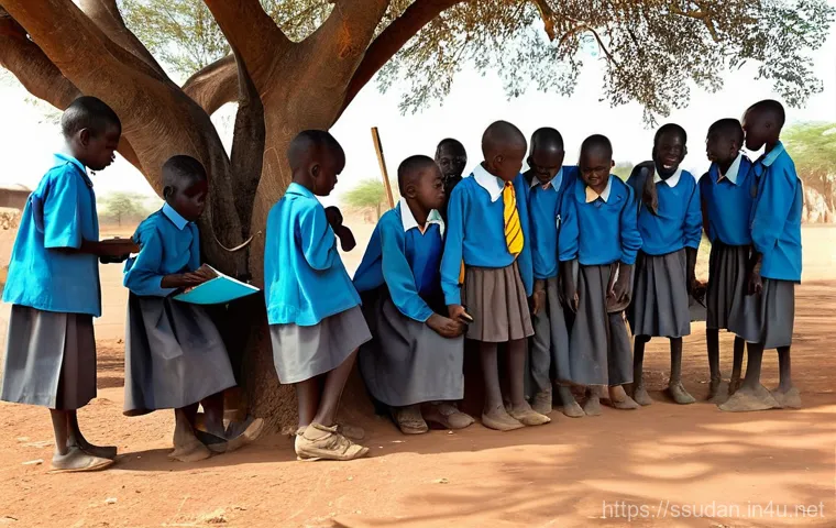 남수단에서 유학하기 - **Prompt 1: South Sudanese Medical Students in Korea, Inspired by Father John Lee**
    "A group of ...