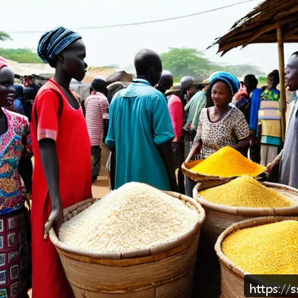 남수단에서 물가 수준 - A bustling traditional South Sudanese market scene showing local residents, including women and men ...