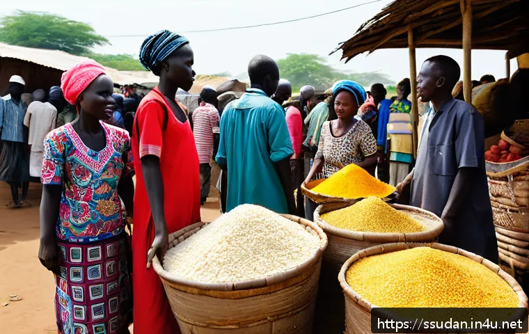 남수단에서 물가 수준 - A bustling traditional South Sudanese market scene showing local residents, including women and men ...